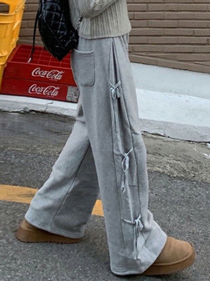 Grey Street Side Bow Tie Sweatpants