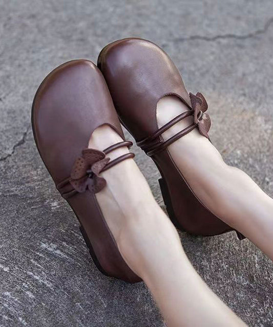 Brown Flat Shoes Classy Soft Splicing