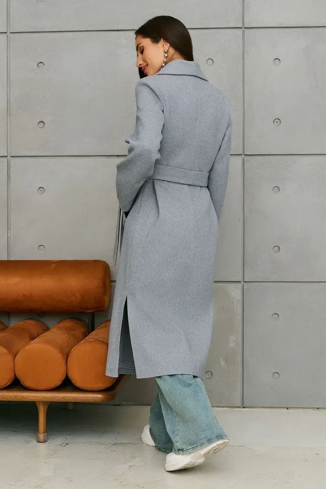 Double Breasted V-neck Wool Overcoat