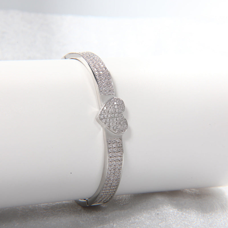 Vintage Crystal Heart Bangle