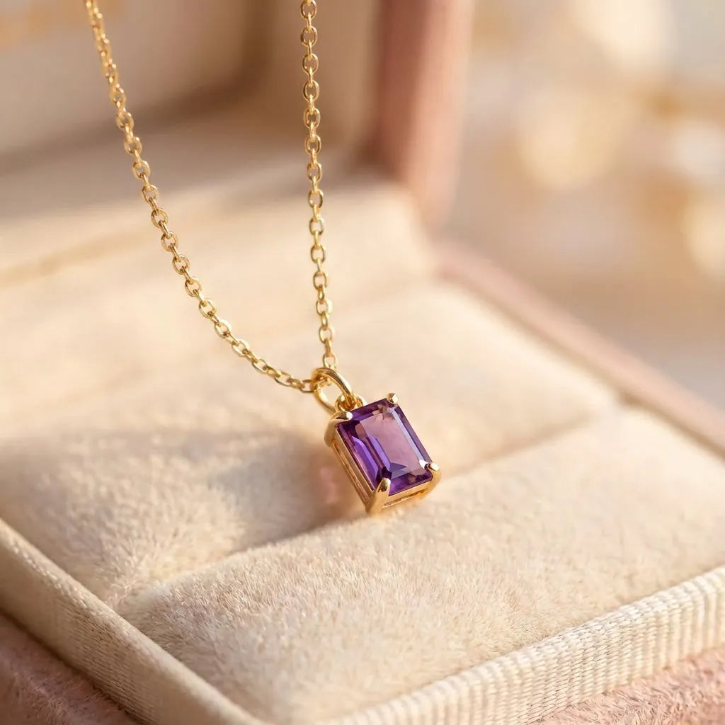 Violetta Amethyst Baguette Necklace
