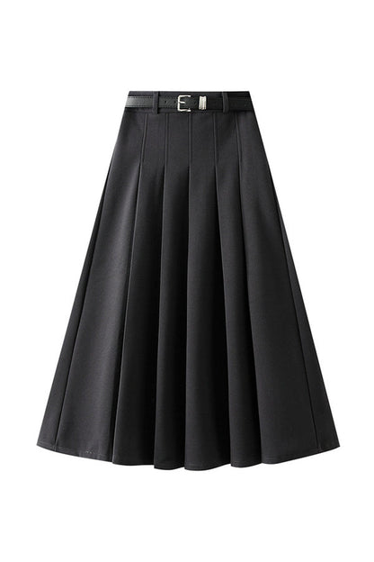 Designed Wide Pleated Woolen Pleated Skirt