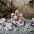 Exotic Pink Lotus Crystal Ring