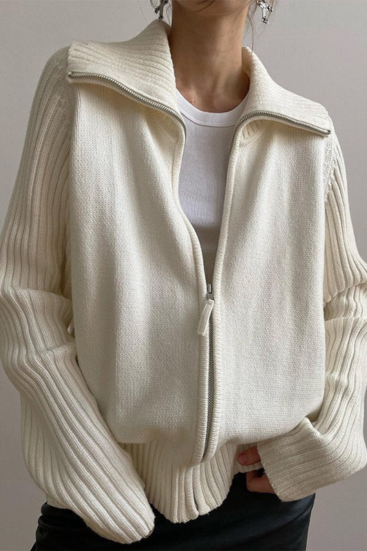 Loose Collared Slouchy Knit Cardigan