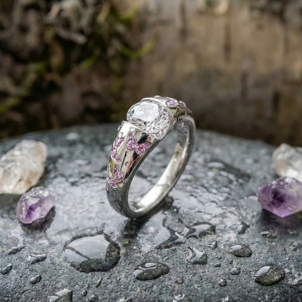 Elegant Butterfly Diamond Ring