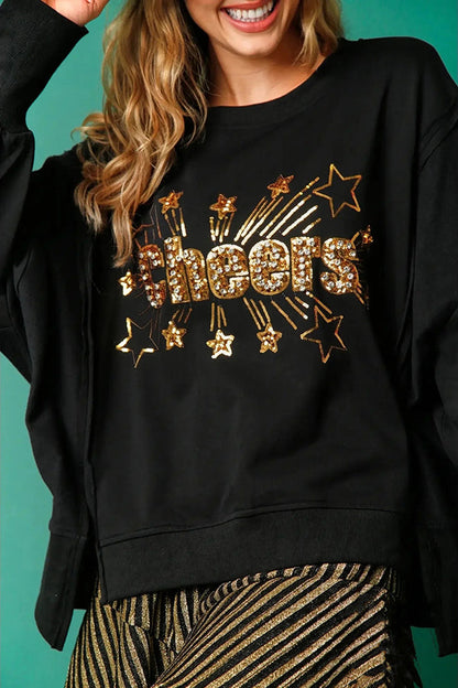 Christmas Sequin Round Neck Long Sleeve Sweatshirt