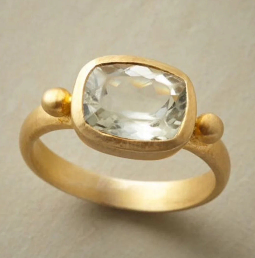 Classic Crystal Gold Ring