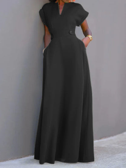 Flying Sleeves Color Split-joint V-neck Evening Dresses Maxi Dresses