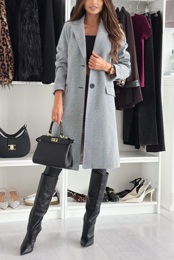 Fashionable Lapel Long Sleeve Single Breasted Loose Coat