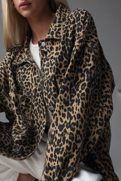 Leopard Print Denim Blouse