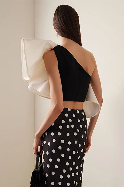 Bikini Set With Polka Dot Wrap Skirt