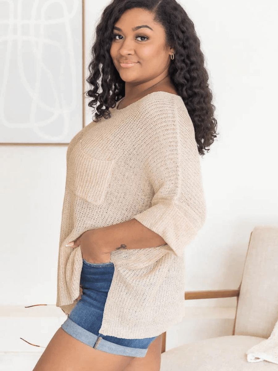 Demetra Ribbed Knit Sweater - Beige
