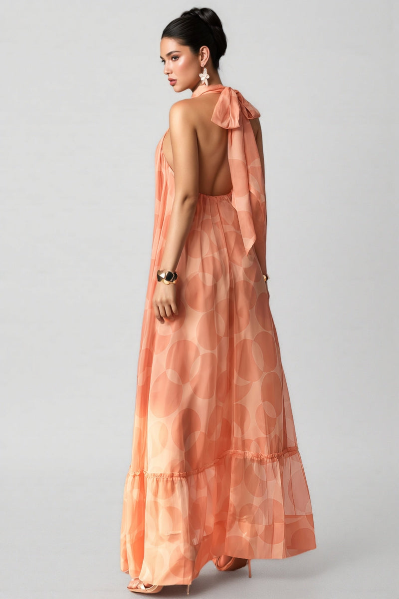 Anna Printed Halter Neck Maxi Dress