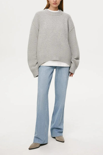 Round Neck Color Pullover Sweater