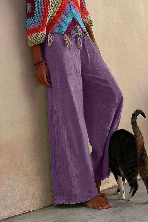 Raw Hem Wide Leg Pants