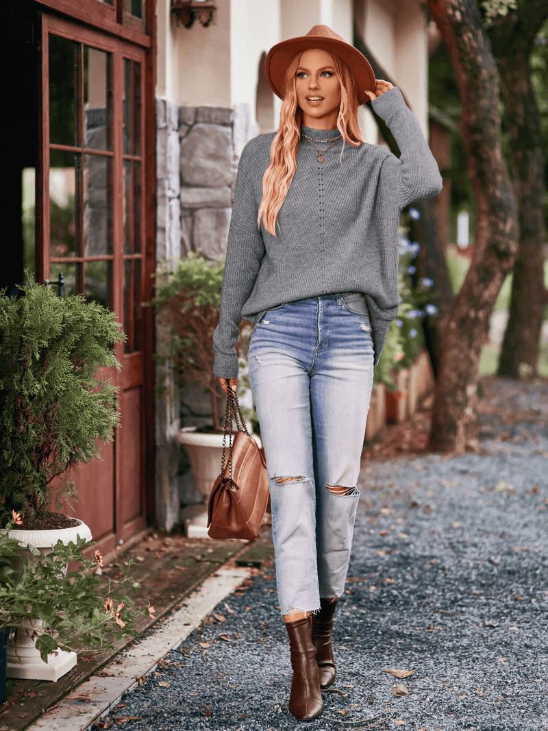 Wiley Relaxed Turtleneck Sweater - Grey
