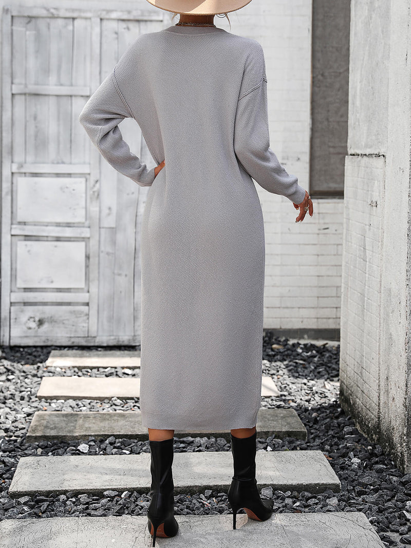 Massey Knit Midi Sweater Dress - Grey