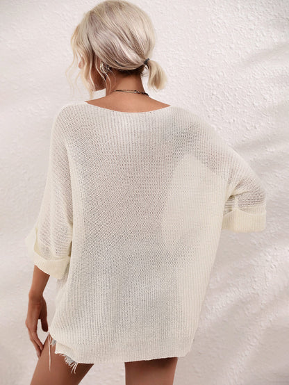 Demetra Ribbed Knit Sweater - Cream