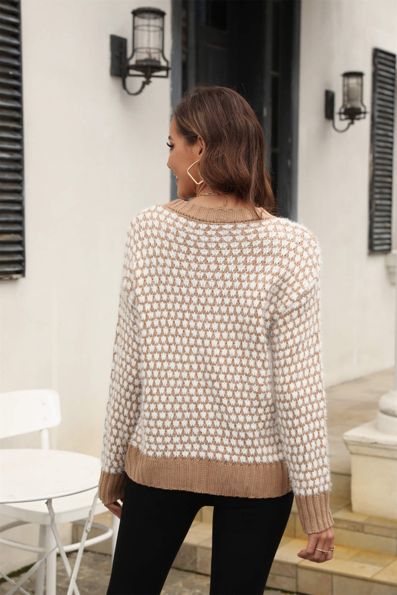 Azusa Spot Knitted Sweater - Khaki
