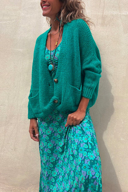Button Down Pockets Sweater Cardigan