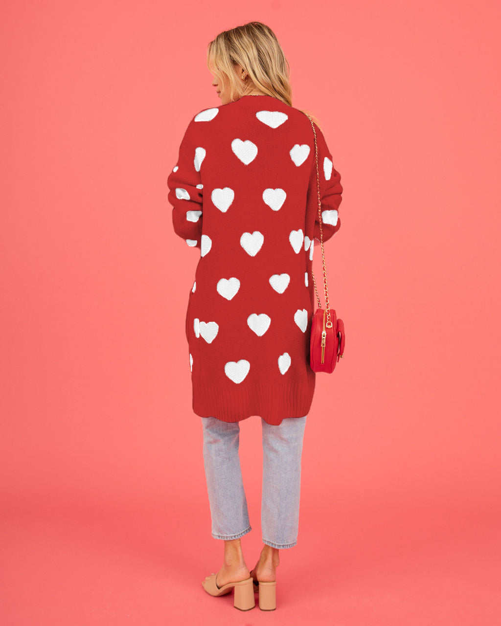 Listen to Your Heart Knit Open Front Cardigan - Red