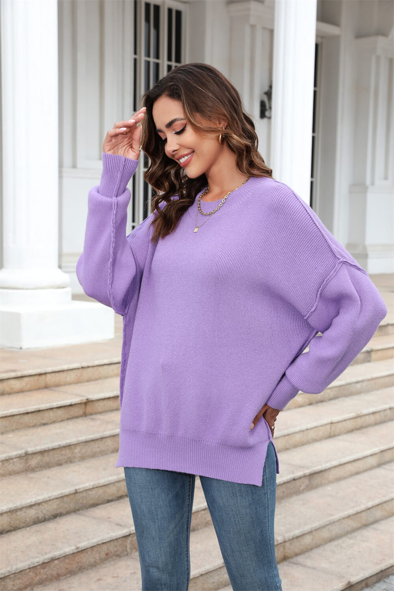 Stanton Crewneck Knit Sweater - Purple