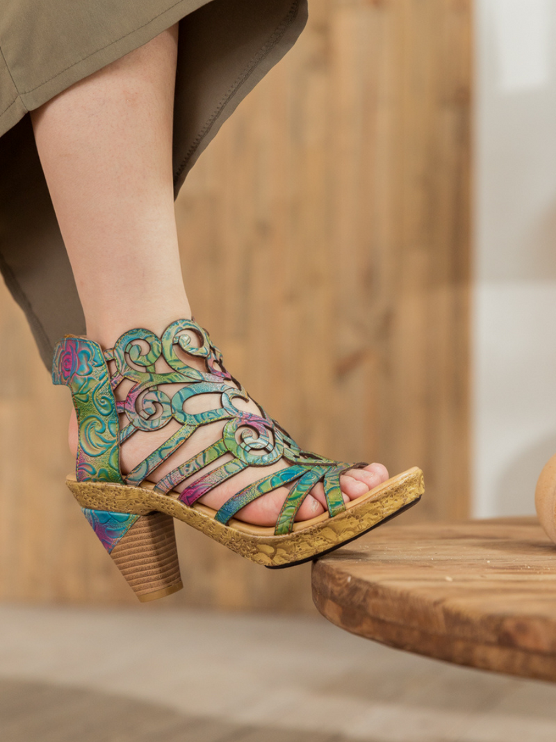 Soffia | Genuine Leather Swirl Strappy Sandal