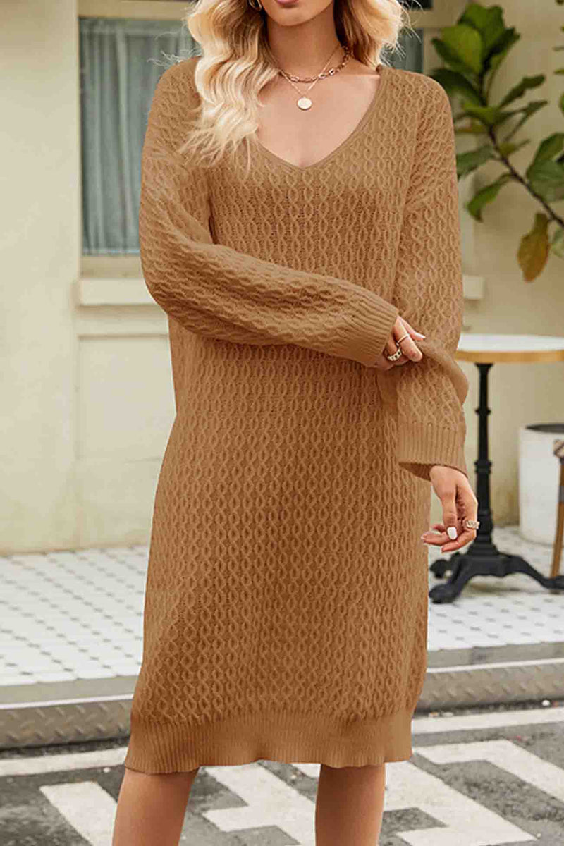 Color Long Knitted Sweater Dress