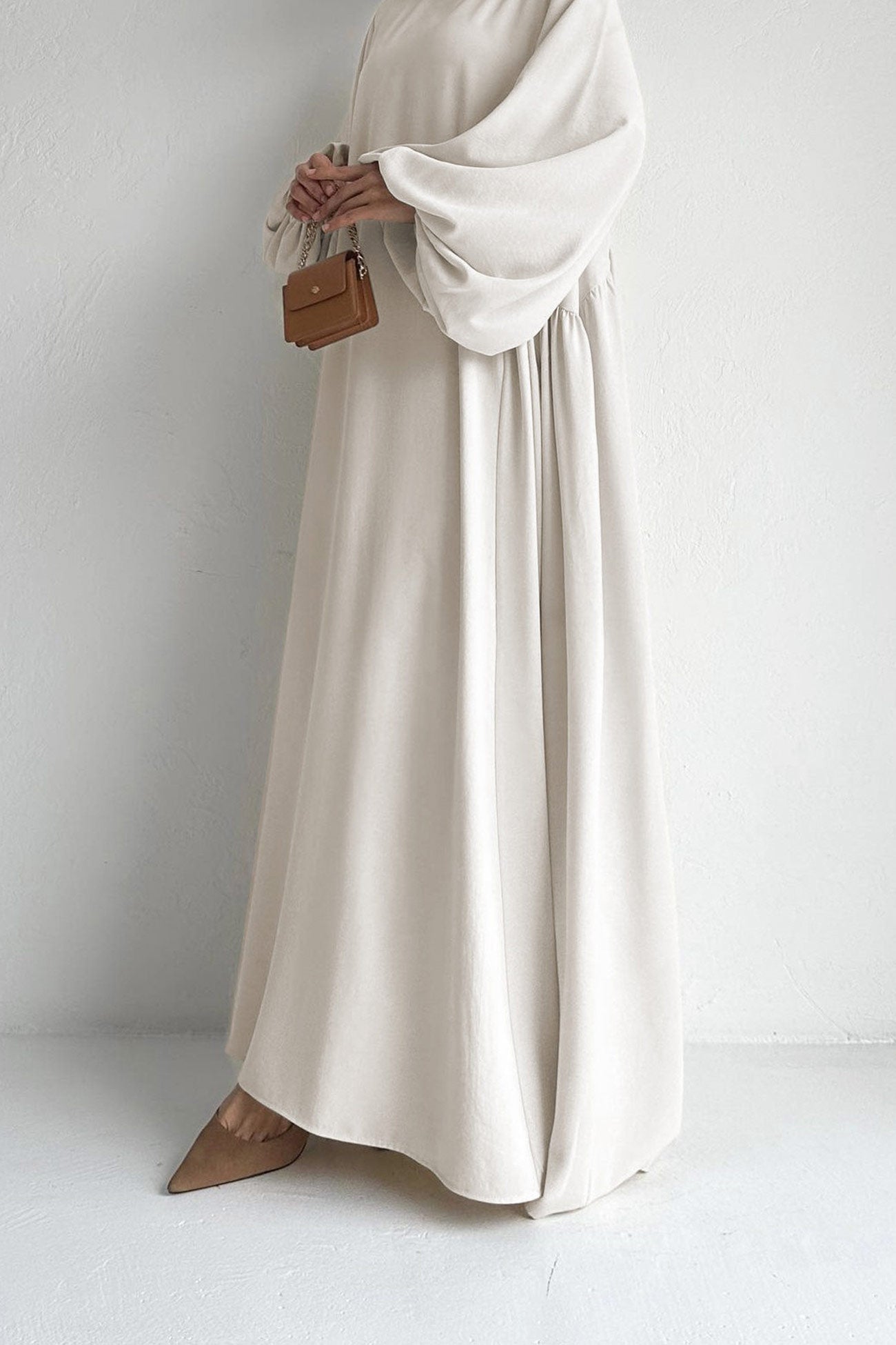 Puff Sleeve Color Maxi Dress
