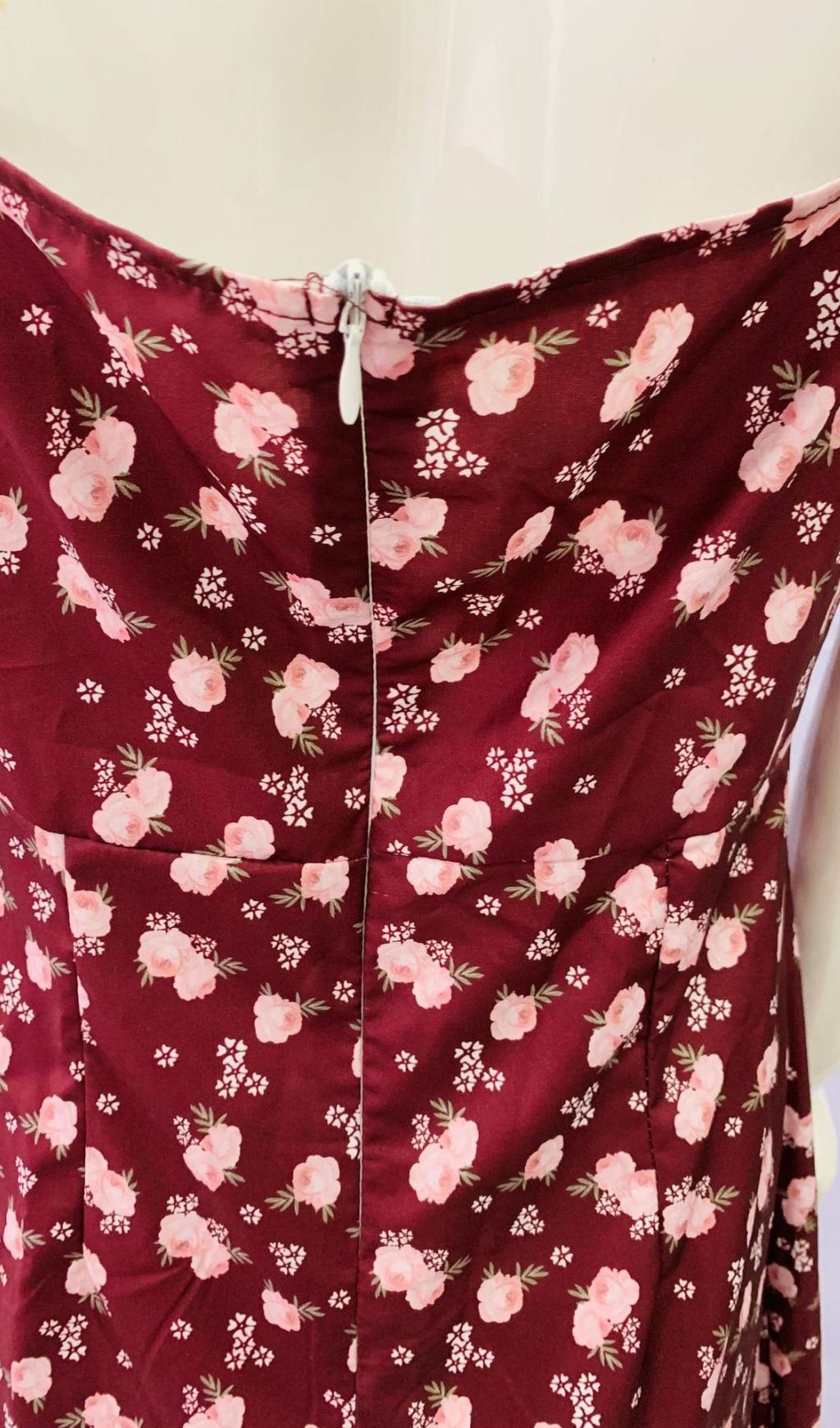 Wine Bustier Midi Dress