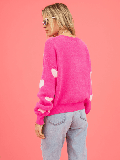 Heart to Valentine Pullover Sweater - Pink