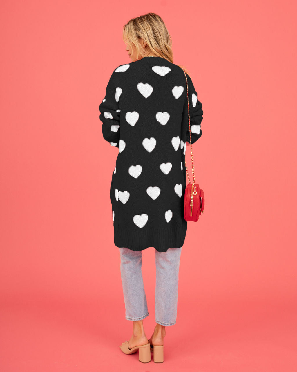 Listen to Your Heart Knit Open Front Cardigan - Black