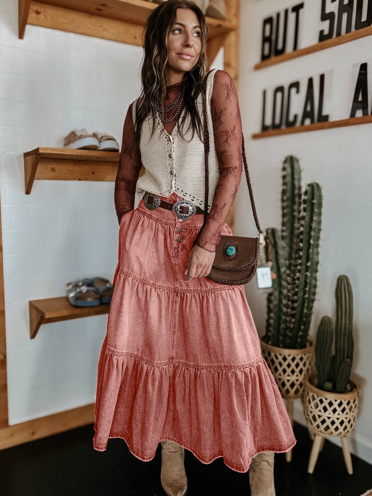 Sandie Tiered Denim Maxi Skirt