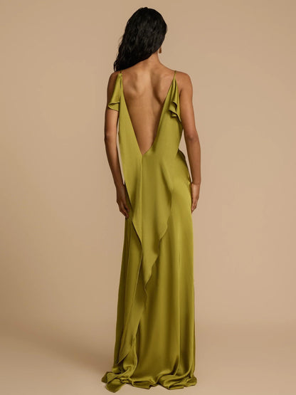 Satin Side High Slit Maxi Dress