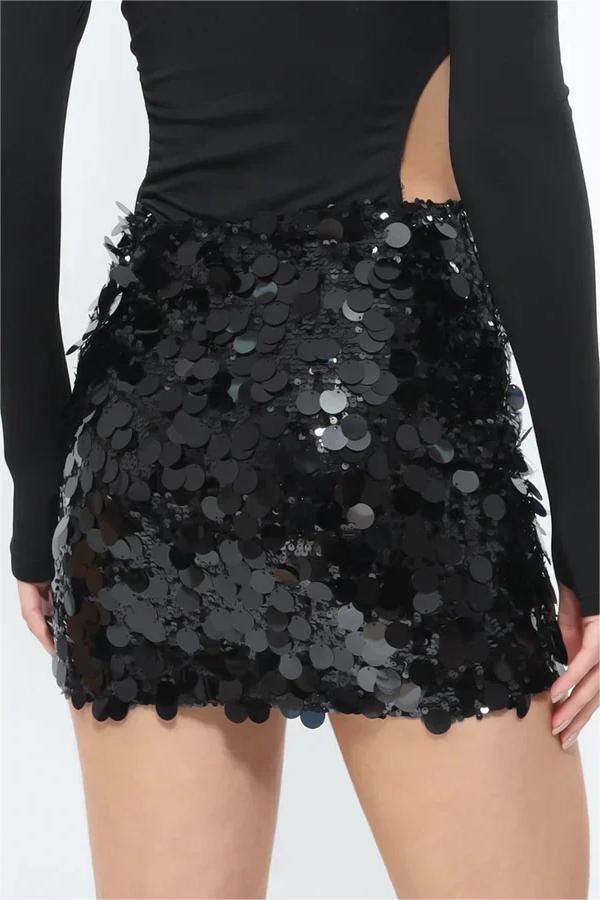 Sequin High Waist Mini Skirt