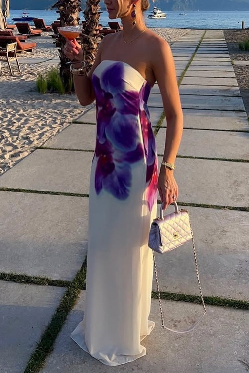 Strapless Print Maxi Dress