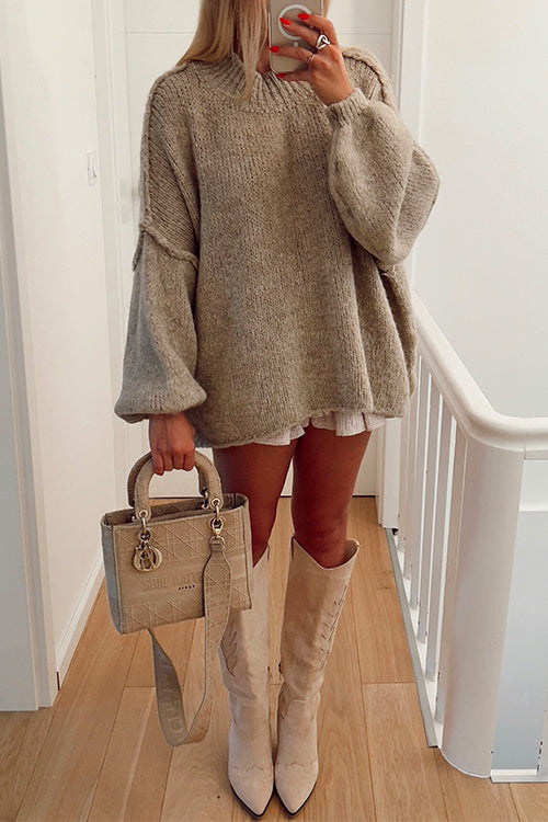 Drop Shoulder Plain Pullover Sweater