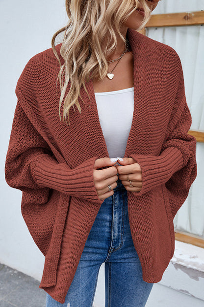 Color Dolman Sleeve Knitted Cardigan