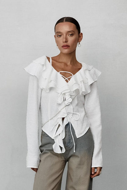 Long Sleeve Crepe Blouse