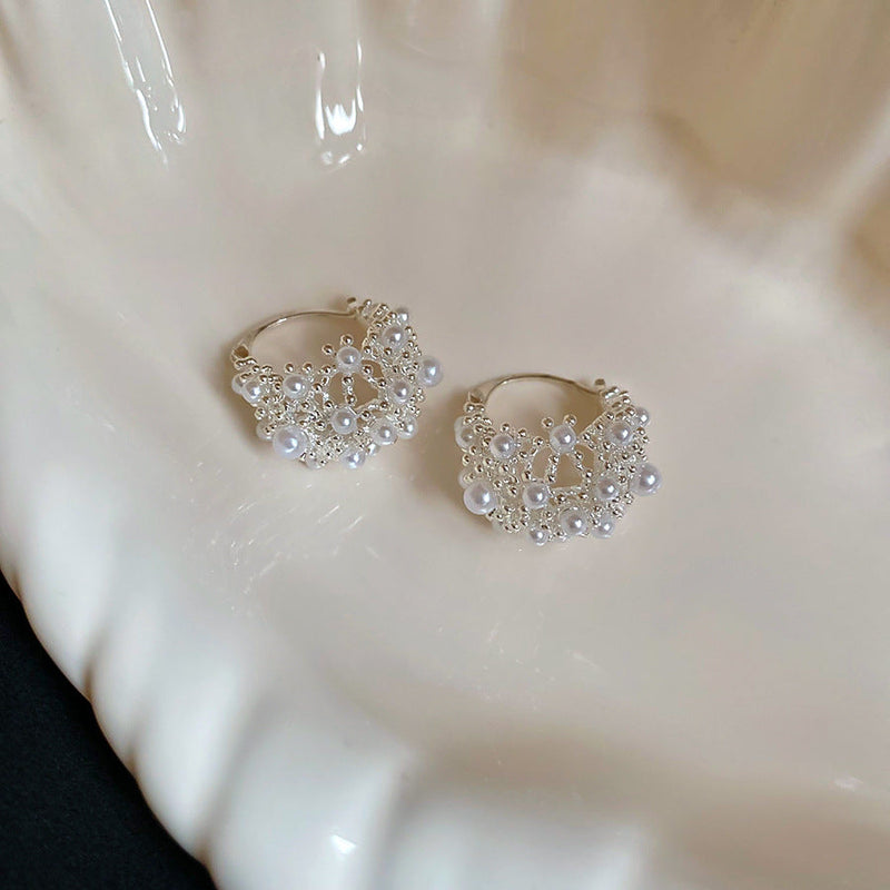 Elegant Pearl Hoop Earrings