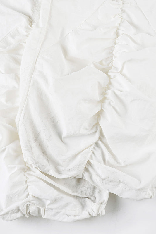 White Drawstring Wide-leg Cargo Pant