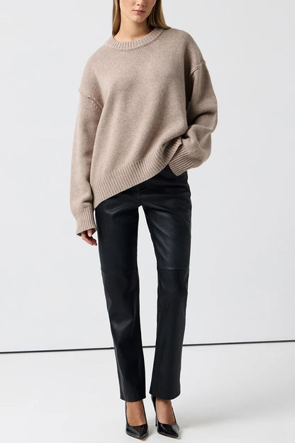 Round Neck Color Pullover Sweater