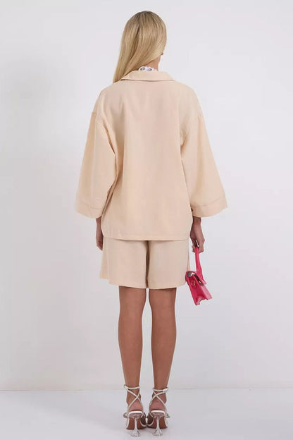 Color Shirt Single-breasted Bermuda Shorts Set