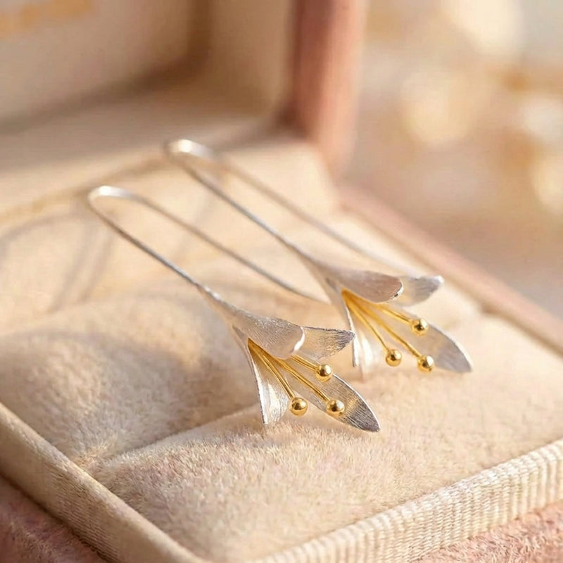 Classic Carved Floral Silver Earrings