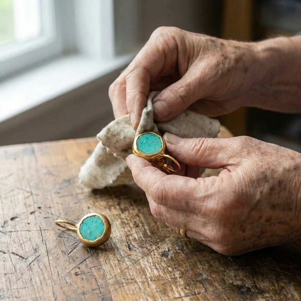 Gold Earrings With Turquoise Stone