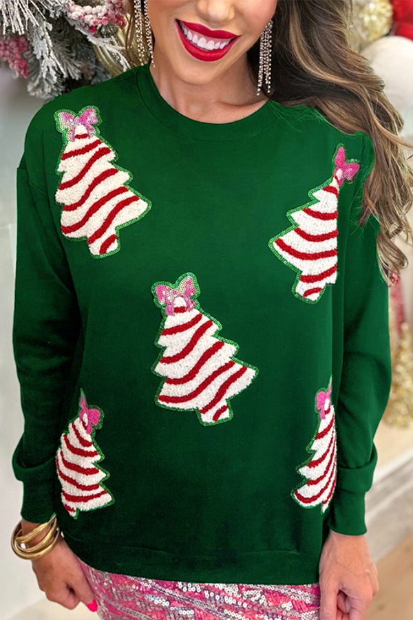 Christmas Tree Sequined Loose Sweatshirt