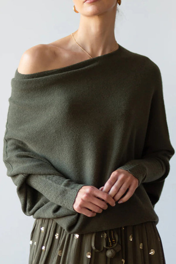 Color Round Neck Long Sleeve Loose Knitted Sweater