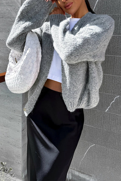 Color Long Sleeve Knitted Cardigan