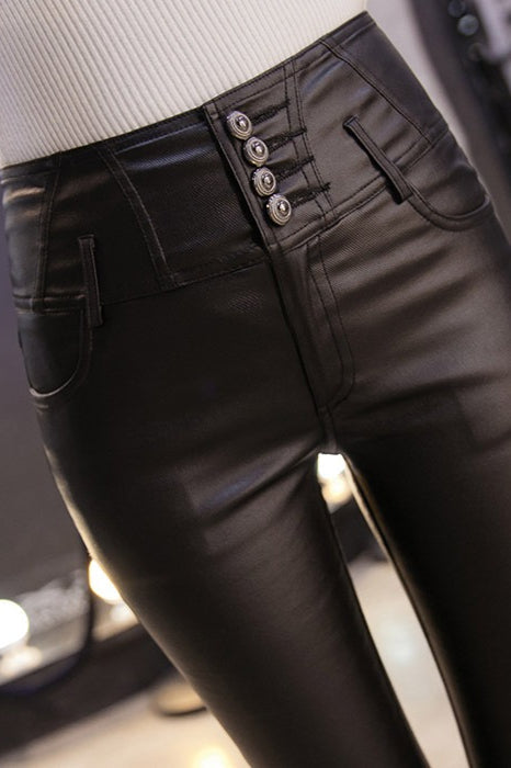 Thermal Pu Coated Fleece Lined Tapered Leggings