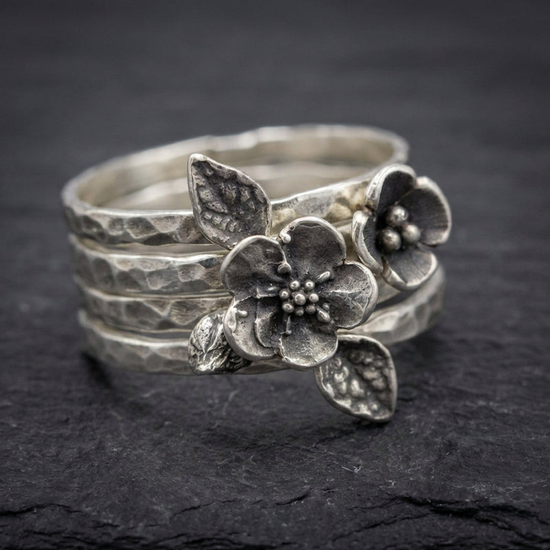 Vintage Flower Silver Layer Ring